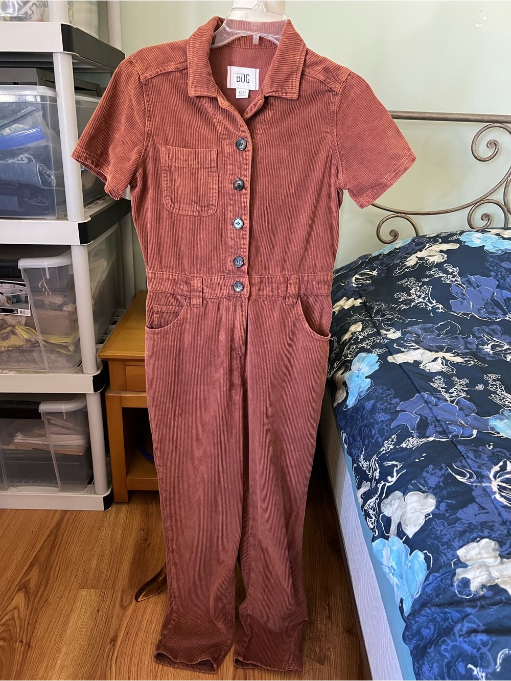 BDG Urban Outfitters XS-TP Rust Corduroy Short-Sleeve Jumpsuit